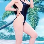 Elvira pretending she is on a beach